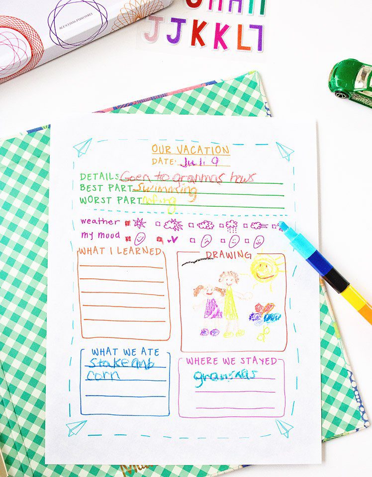 Brilliant! Free printable travel journal template for kids! Great for summer vacations and spring break travel. | Five Marigolds #FRAMFreshBreeze #ad
