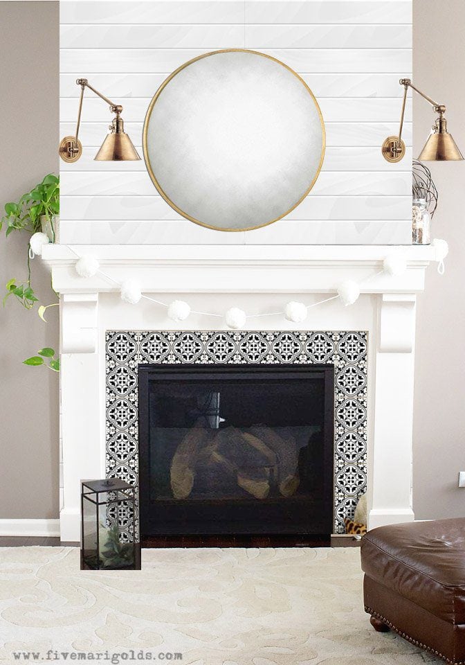 Living Room Makeover One Room Challenge featuring Stikwood Feature Wall | Five Marigolds