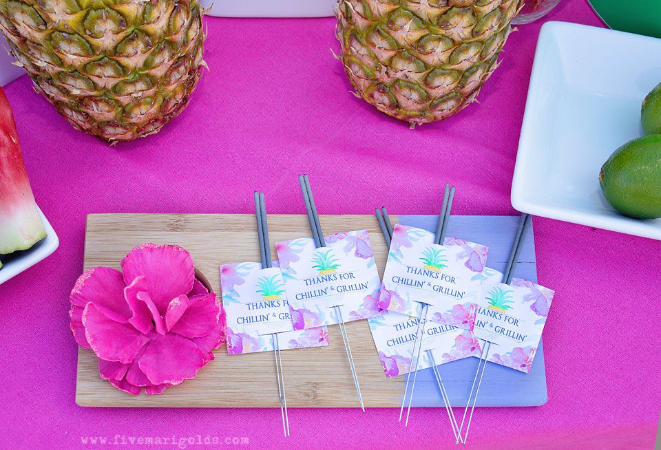Chill and grill for a laid back summer barbecue. Free printable favor tags for sparklers.