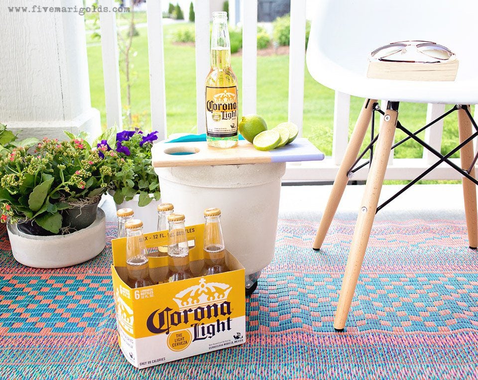 DIY Industrial Cooler + Convertible Planter for less than $10 | Five Marigolds #SummertimeCerveza #ad