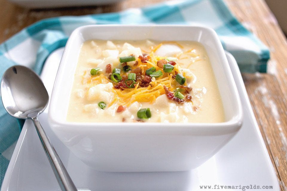 Slow cooker potato soup. Quick, easy comfort food.
