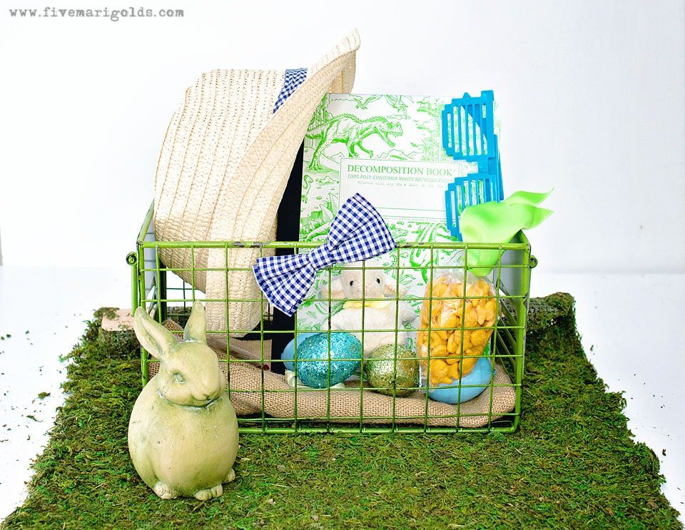 Wire Easter basket on moss