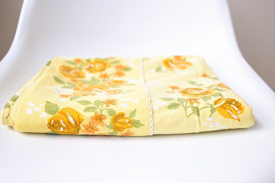 vintage fabric for pajama pants sitting on a chair