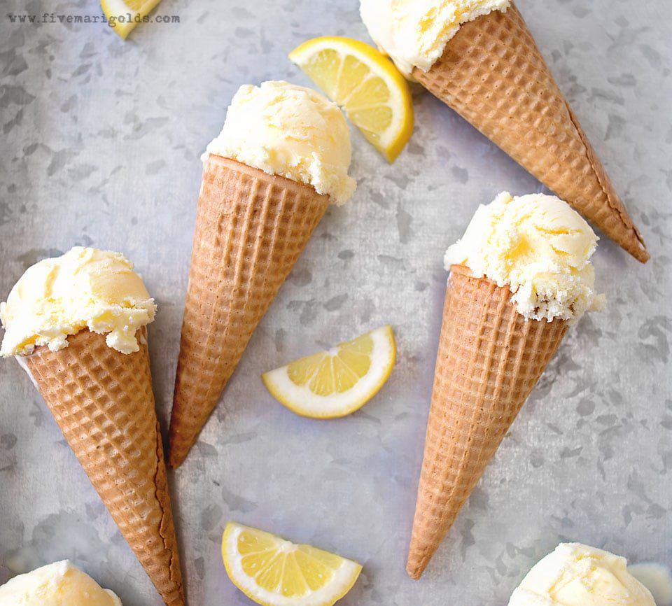 Creamy Lemon Vanilla Ice Cream | Five Marigolds