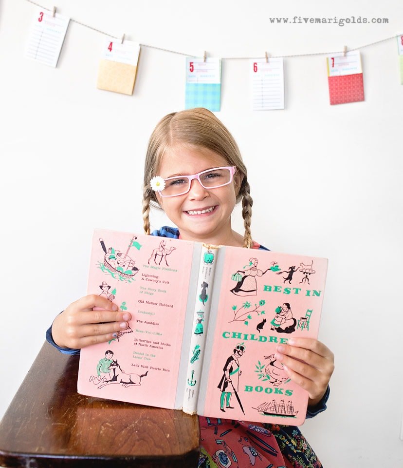 Back To School Countdown Banner with old fashioned library cards | Five Marigolds