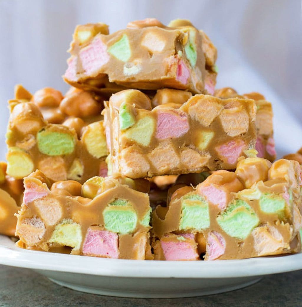 butterscotch confetti squares on plate