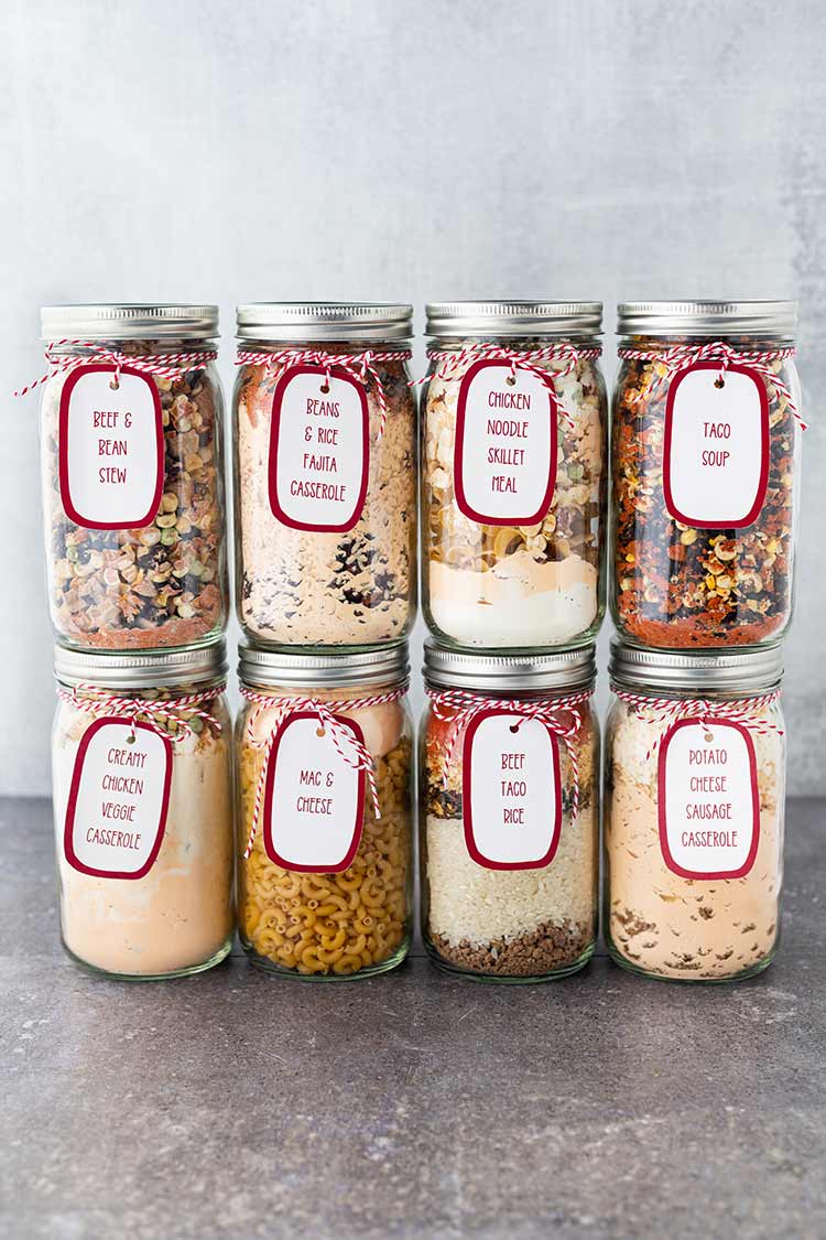 8 stacked pre-made meal jars