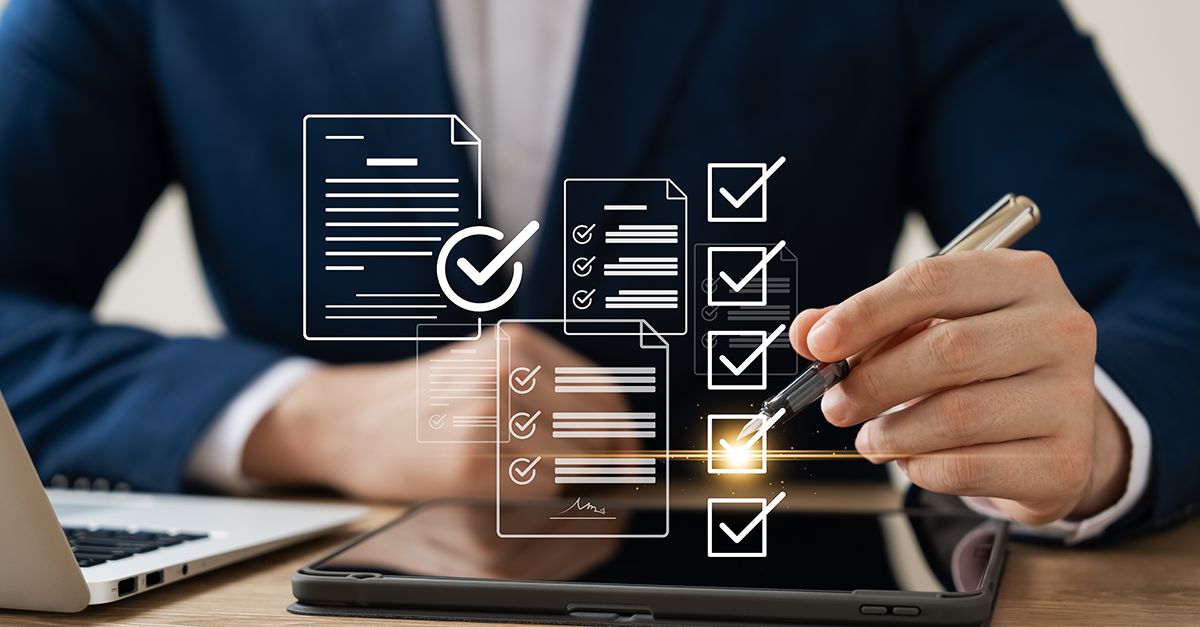 Regulatory compliance checklist illustrates numerous required real estate document filings.