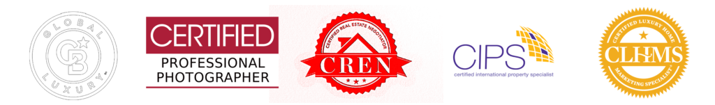 Image displays five logos of James’ professional certifications utilized daily as a Real Estate Professional.