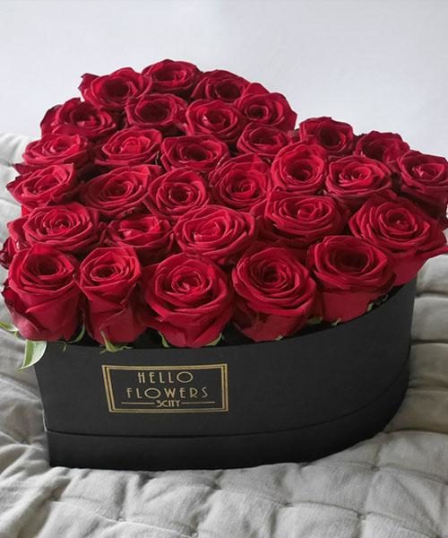 Red roses in a box heart - flowers in a box flower box heart