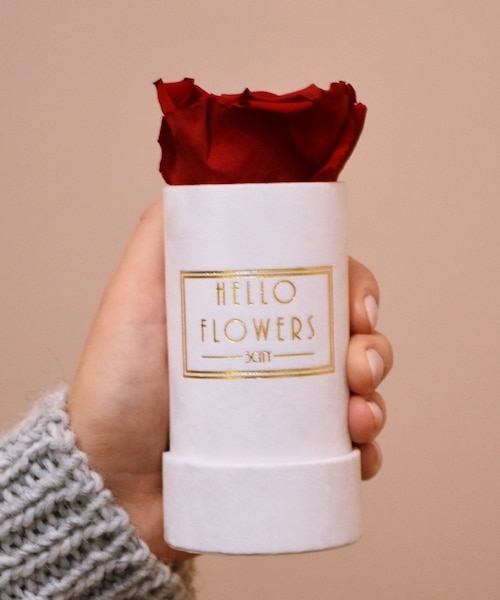 Czerwona wieczna róża w mini białym boxie | kwiaty w pudełku - flower box