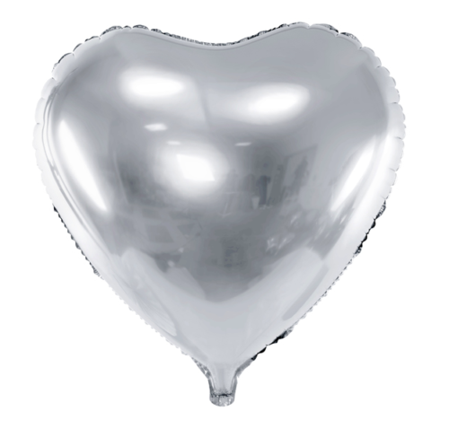 Balon foliowy z helem SERCE srebrny SILVER 45 cm 18"