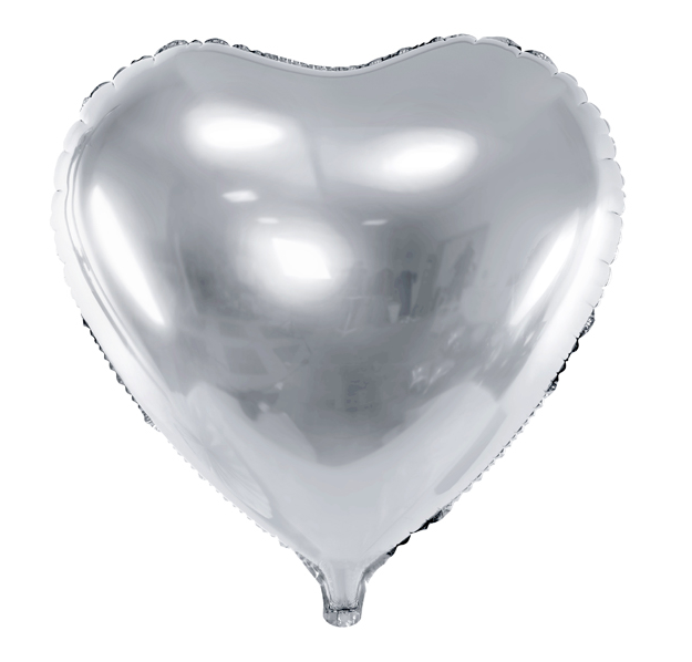 Balon foliowy z helem SERCE srebrny SILVER 45 cm 18"