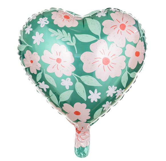 Balon foliowy z helem SERCE kolorowe kwiaty 45 cm 18"