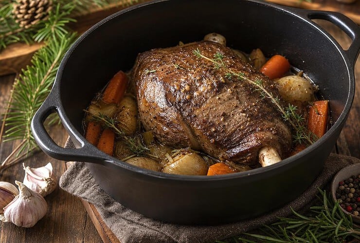 cuissot de chevreuil en cocotte en fonte
