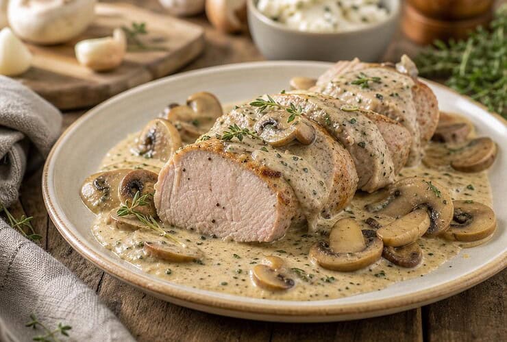 filet mignon au boursin et champignons