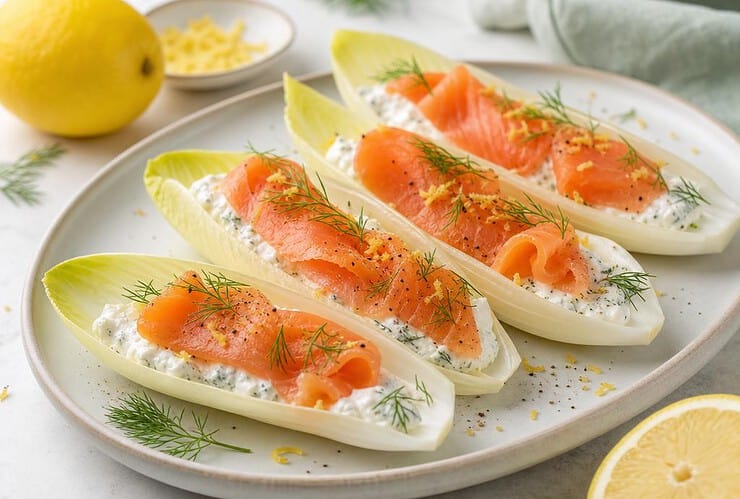 endives au saumon fumé et crème légère citronnée