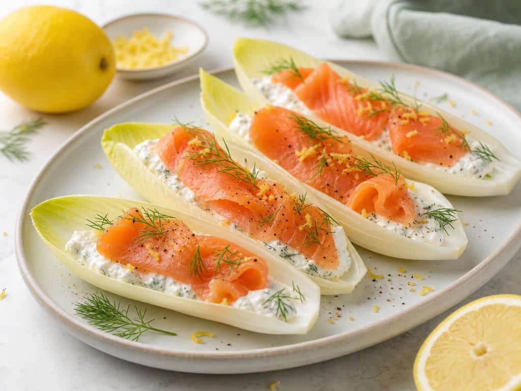 endives au saumon fumé et crème légère citronnée