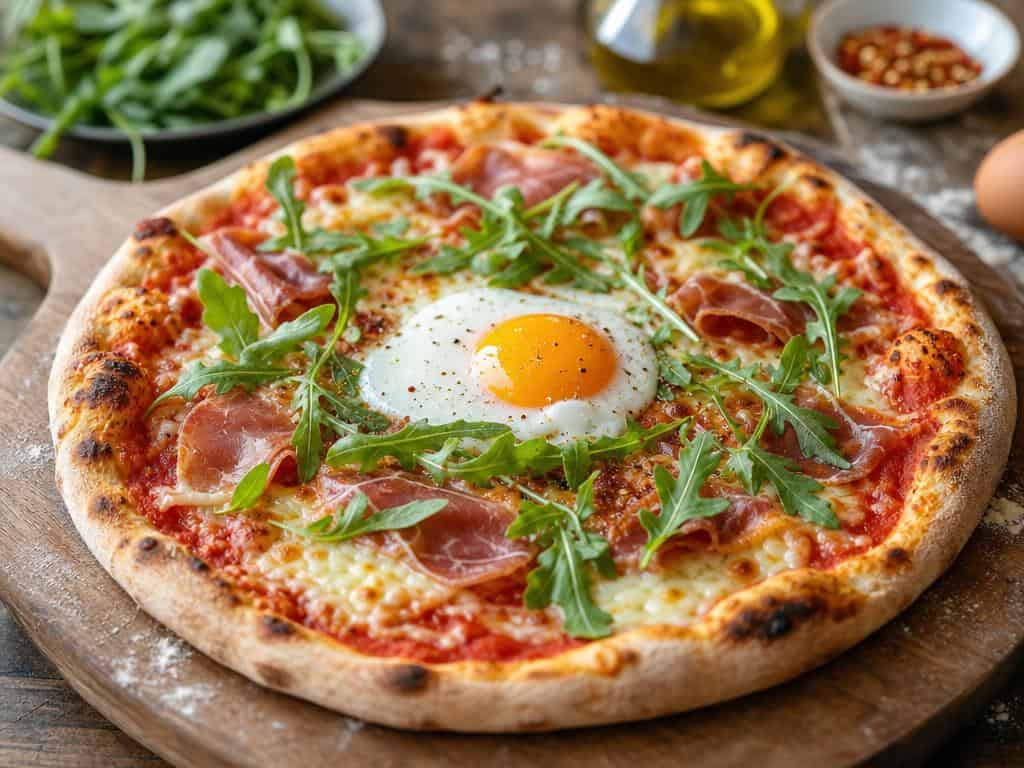 oeuf sur une pizza