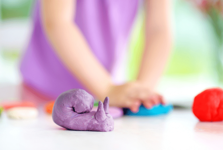 step one of cleaning playdough