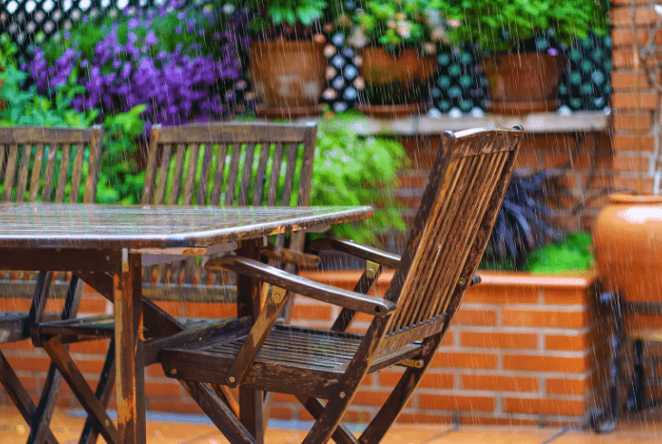 clean teak furniture after rain