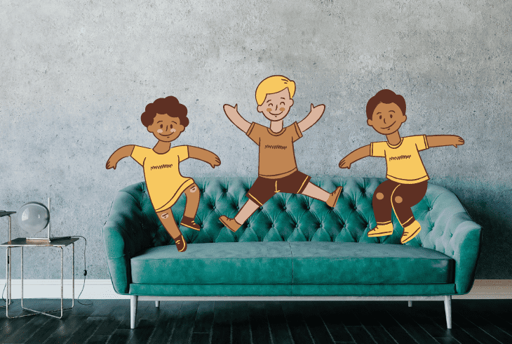 jumping on sofa