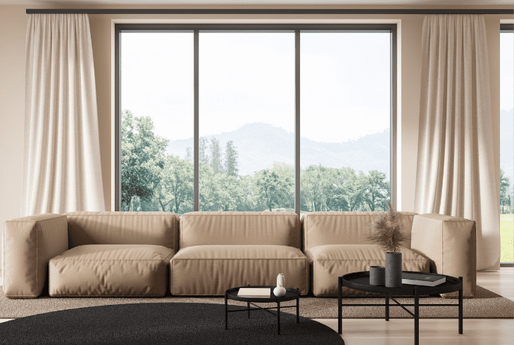 match curtains with couch and wall