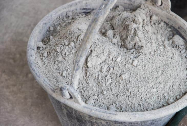 bucket of dry cement