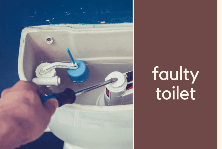 faulty toilet