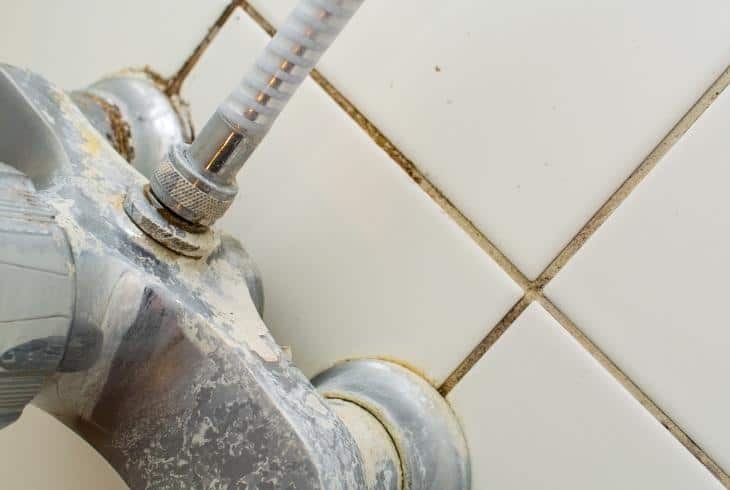 mineral deposit on tiles