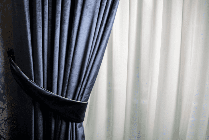 navy blue curtain