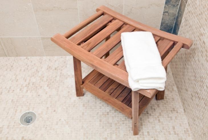 prepare teak shower bench