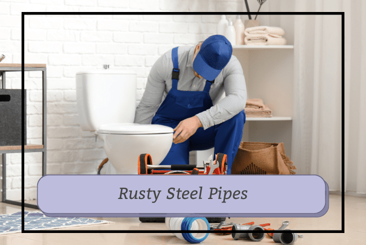 rusty steel water pipes