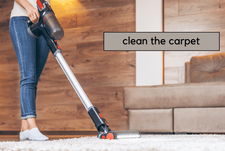 start cleaning the carpet