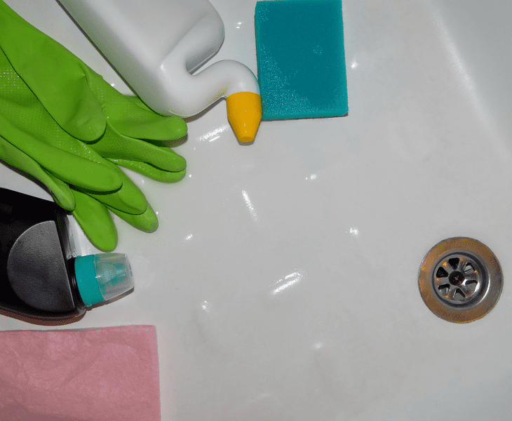 use cleaning materials for sink