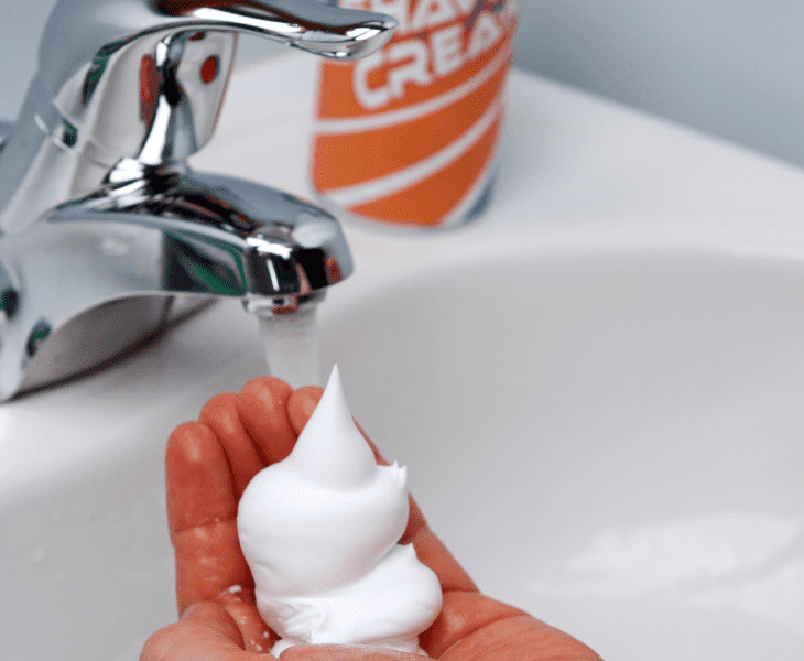 shaving cream in sink