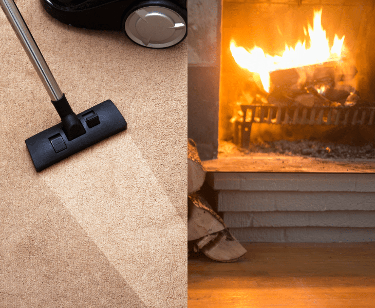 vacuuming fireplace