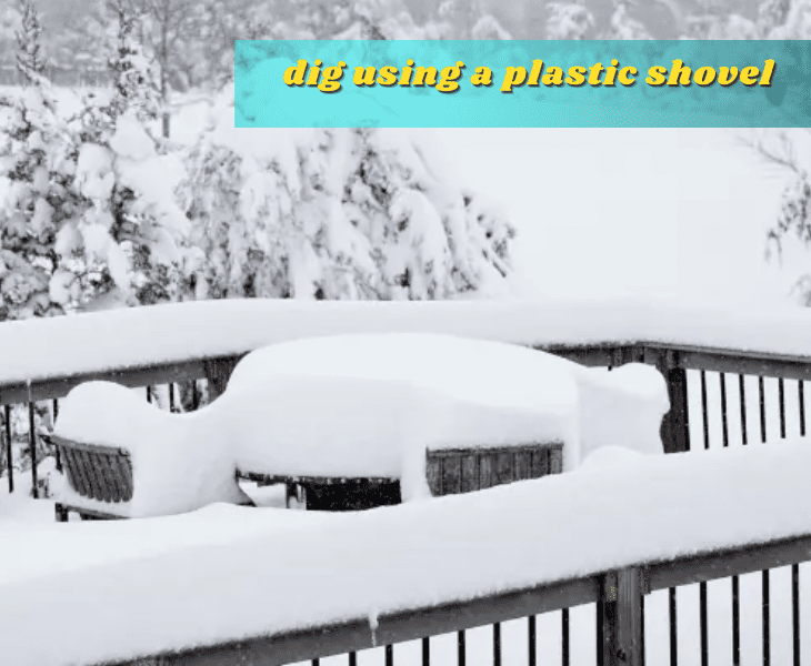 using a plastic shovel