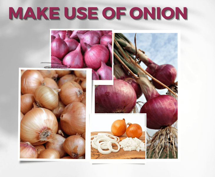 using pieces of onion