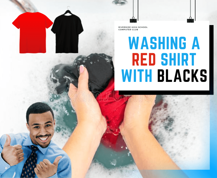 black shirt with red