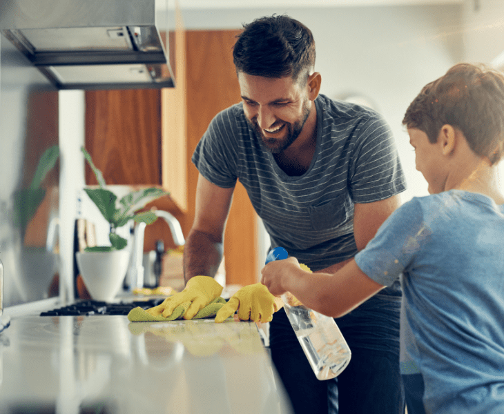 clean surface with soap solution