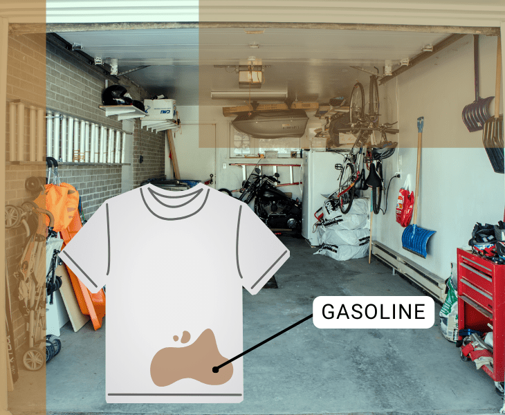 have gasoline on clothes