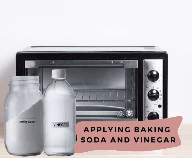 applying baking soda and vinegar