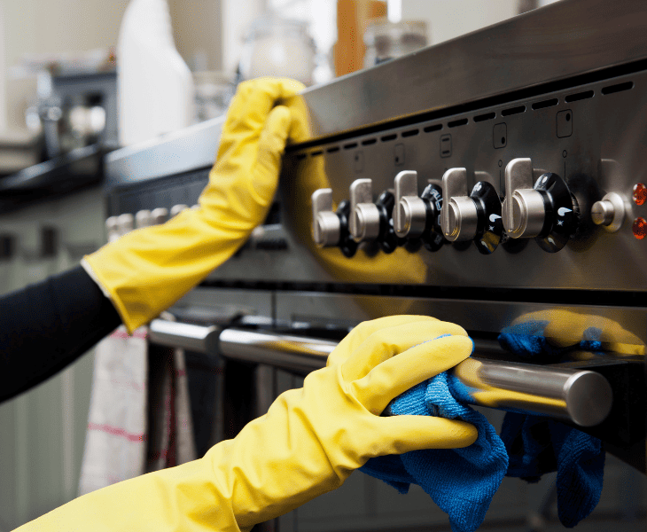 cleaning the exterior of the oven