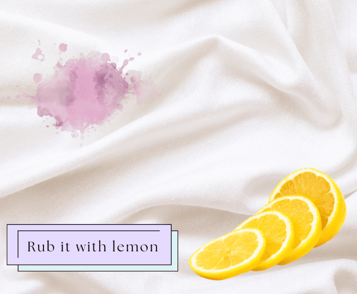 rubbing the stain with lemon