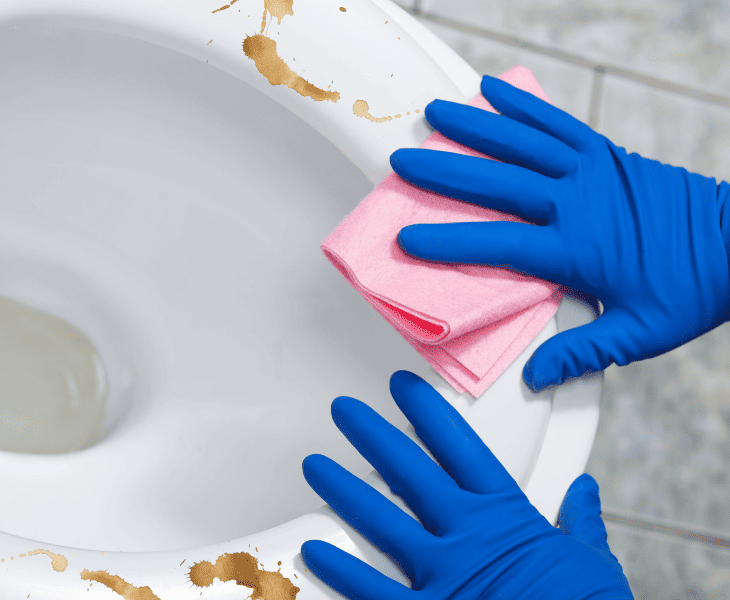 removing the stains on toilet seat