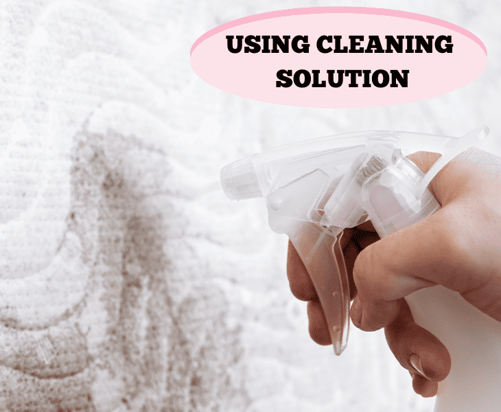 spraying a cleaning solution