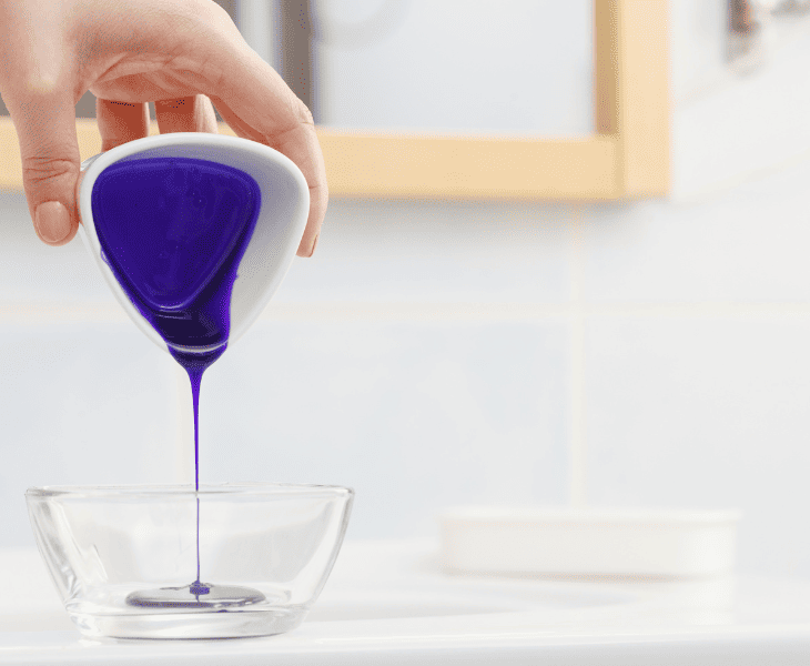 pouring purple shampoo