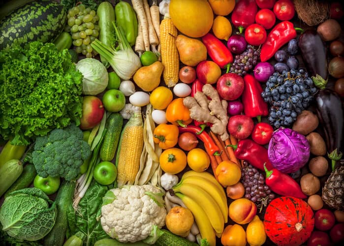 Healthy mix of fruits and vegetables