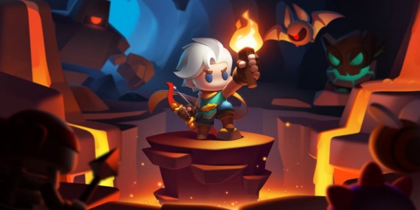Héros avec une torche dans un donjon dans Archero 2